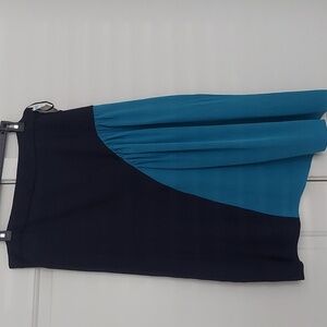 Tibi Color block Pattern Knee Length Blue Skirt Size 10